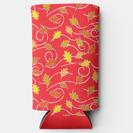 Droog bruin blad patroon rood seltzer blikjeskoeler (Voorkant)