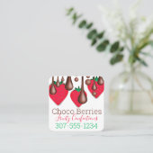 Droog chocoladeaardbeien fruitmeel vierkante visitekaartje (Staand voorkant)