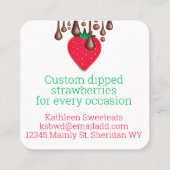 Droog chocoladeaardbeien fruitmeel vierkante visitekaartje (Achterkant)