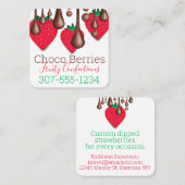 Droog chocoladeaardbeien fruitmeel vierkante visitekaartje (Voorkant / Achterkant)