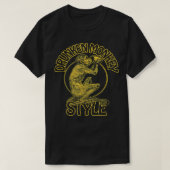 DROOG GELD STIJL KUNG FU BOXING 70S SAKE WINE T-SHIRT (Design voorkant)