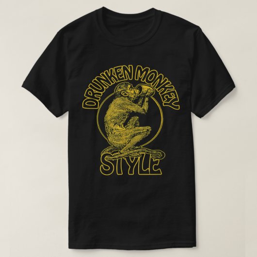 DROOG GELD STIJL KUNG FU BOXING 70S SAKE WINE T-SHIRT (Design voorkant)