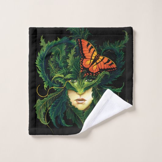 Droog groen blad vlinder bad handdoek (Wasdoekje)