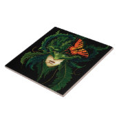 Droog groen blad vlinder tegeltje (Zijkant)