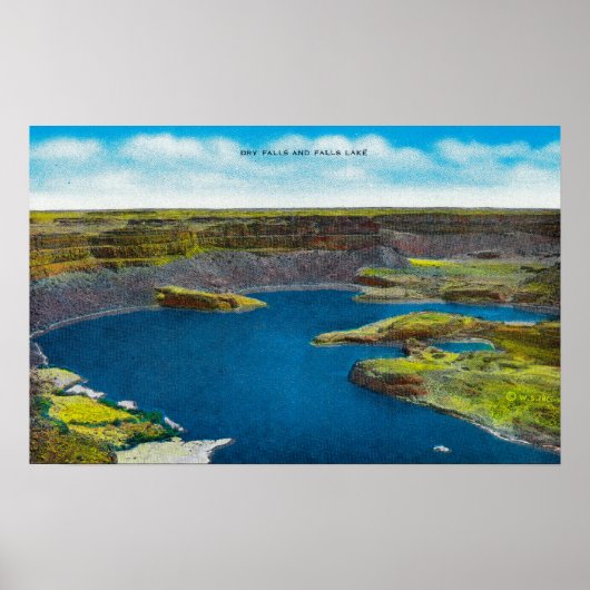 Droog Herfst- en Herfsten meer, Grand Coulee Dam Poster (Voorkant)