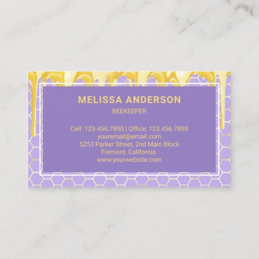 Droog honingraat honingraat honingbijen visitekaartje (Achterkant)