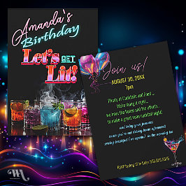Droog Ijs Neon Blacklight Cocktail Verjaardag Kaart