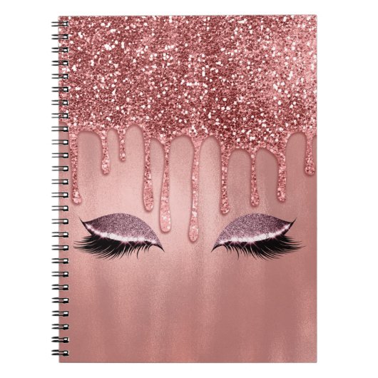 Droog in Roos Gold Glitter Pink Drivers Lashes Notitieboek (Voorkant)