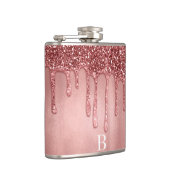 Droog in Roos Gold Glitter  Roze schijven Heupfles (Rechts)