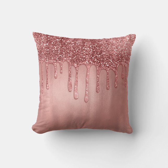 Droog in Roos Gold Glitter  Roze schijven Kussen (Voorkant)