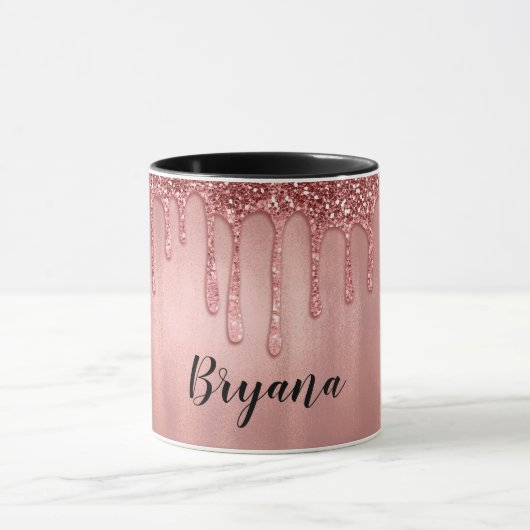 Droog in Roos Gold Glitter Roze schijven Mok (Midden)