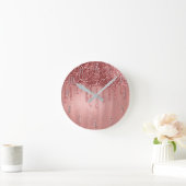 Droog in Roos Gold Glitter  Roze schijven Ronde Klok (Huis)