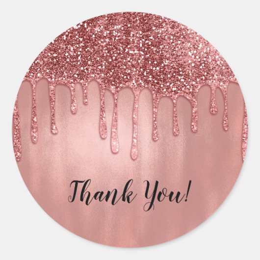 Droog in Roos Gold Glitter  Roze schijven Ronde Sticker (Voorkant)