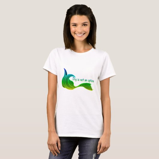 Droog is geen optie in schaduwen van groen t-shirt (Voorkant volledig)