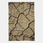 Droog land met gebarsten aarde in droogte theedoek (Verticaal)