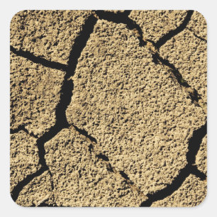 Droog land met gebarsten aarde in droogte vierkante sticker