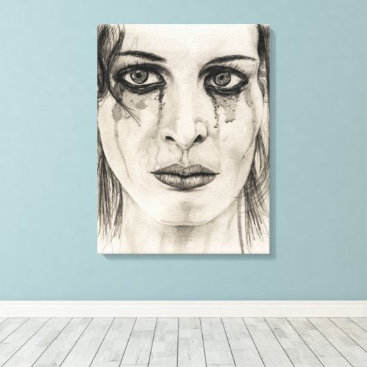 Droog meisje - Tekenen in potlood Canvas Afdruk (Insitu (Houten vloer))