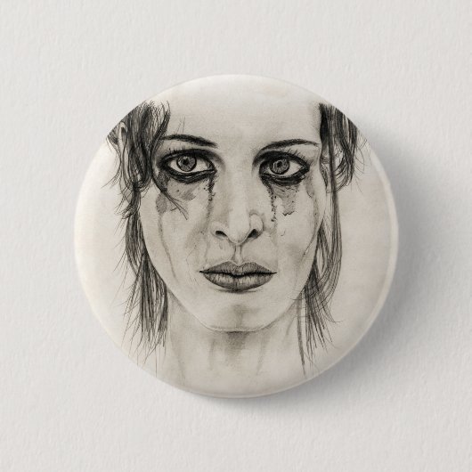 Droog meisje - Tekenen in potlood Ronde Button 5,7 Cm (Voorkant)