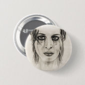 Droog meisje - Tekenen in potlood Ronde Button 5,7 Cm (Voorkant /achterkant)