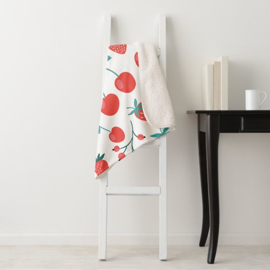 Droog naadloos patroon met vruchten, aardbei sherpa deken (In situ)