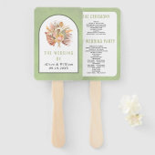 Droog palmparelgras groen trouwprogramma handwaaier (Voorkant en achterkant)