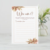 Droog Pampas Gras Wie Ben Ik Bruids douche spelkaa Kaart (Staand voorkant)