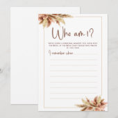 Droog Pampas Gras Wie Ben Ik Bruidsfeest Spelkaart Kaart (Voorkant / Achterkant)