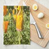 Droog penseeleffect op Californische papaverfoto Theedoek (Quarter Fold)