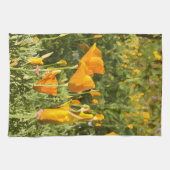 Droog penseeleffect op Californische papaverfoto Theedoek (Horizontaal)