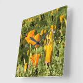 Droog penseeleffect op Californische papaverfoto Vierkante Klok (Hoek)