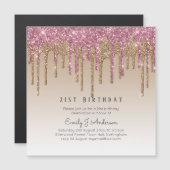 Droog Roos Gold Glitter 21st BIRTHDAY Roze (Voorkant / Achterkant)