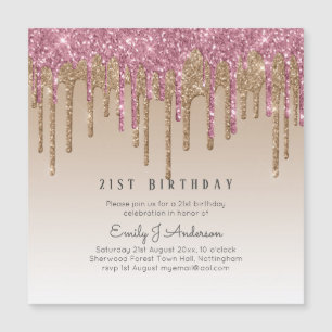 Droog Roos Gold Glitter 21st BIRTHDAY Roze