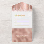 Droog Roos Gold Glitter Baby shower All In One Uitnodiging (Buitenkant)