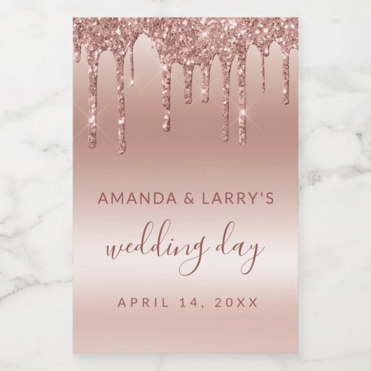 Droog Roos Gold Mini Wine Labels Wijn Etiket (Enkel label)