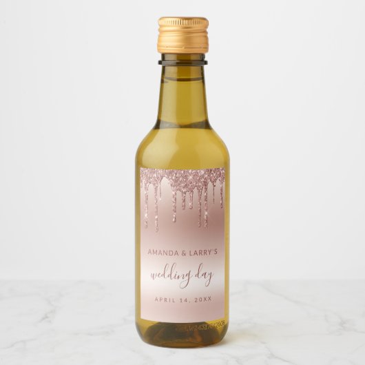 Droog Roos Gold Mini Wine Labels Wijn Etiket (Voorkant)