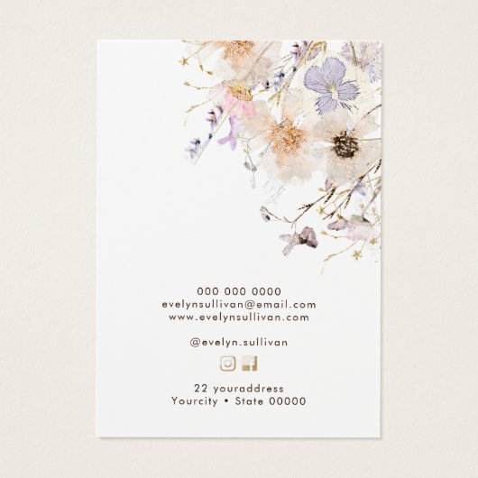 Droog siersiersieraden visitekaartje (Achterkant)