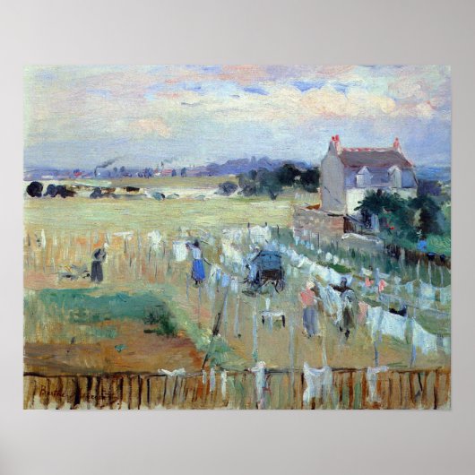Droog wasgoed door Berthe Morisot Poster (Voorkant)