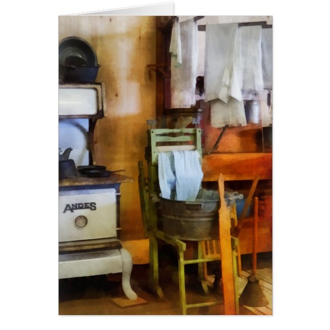 Droog wasgoed in keuken (Voorkant)