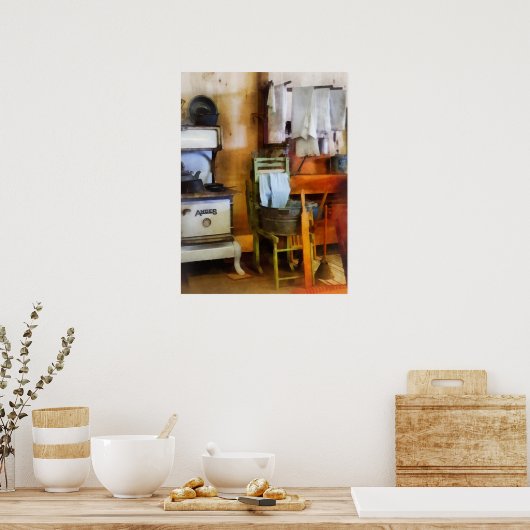 Droog wasgoed in keuken poster (Keuken)