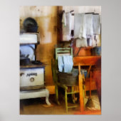 Droog wasgoed in keuken poster (Voorkant)