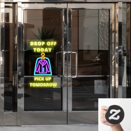 Droog wasgoed laat de ophaalservice morgen Faux Ne Raamsticker (Kantoordeur)