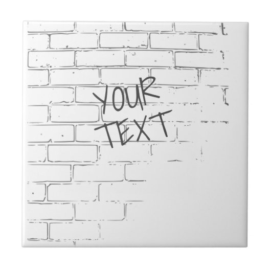 DROOG WIT BRICK WALL MET GRAFFITI. PERSOONLIJK TEGELTJE (Voorkant)