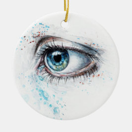 Droogblauw oog (verdriet, sympathie en depressie) keramisch ornament