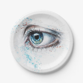 Droogblauw oog (verdriet, sympathie en depressie) papieren bordje