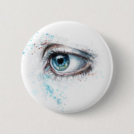 Droogblauw oog (verdriet, sympathie en depressie) ronde button 5,7 cm