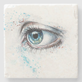 Droogblauw oog (verdriet, sympathie en depressie) stenen onderzetter