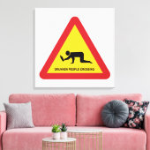 DROOGGENDE MENSEN DIE DE VERKEERSZIJDE OVERSCHRIJD CANVAS AFDRUK (Insitu (Woonkamer))