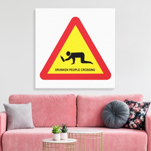 DROOGGENDE MENSEN DIE DE VERKEERSZIJDE OVERSCHRIJD CANVAS AFDRUK (Insitu (Woonkamer))