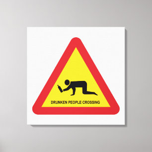 DROOGGENDE MENSEN DIE DE VERKEERSZIJDE OVERSCHRIJD CANVAS AFDRUK