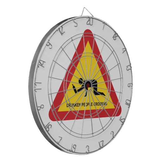 DROOGGENDE MENSEN DIE DE VERKEERSZIJDE OVERSCHRIJD DARTBORD (Voorkant Links)